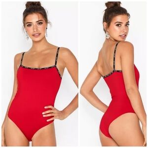 Levi's red bodysuit logo straps S